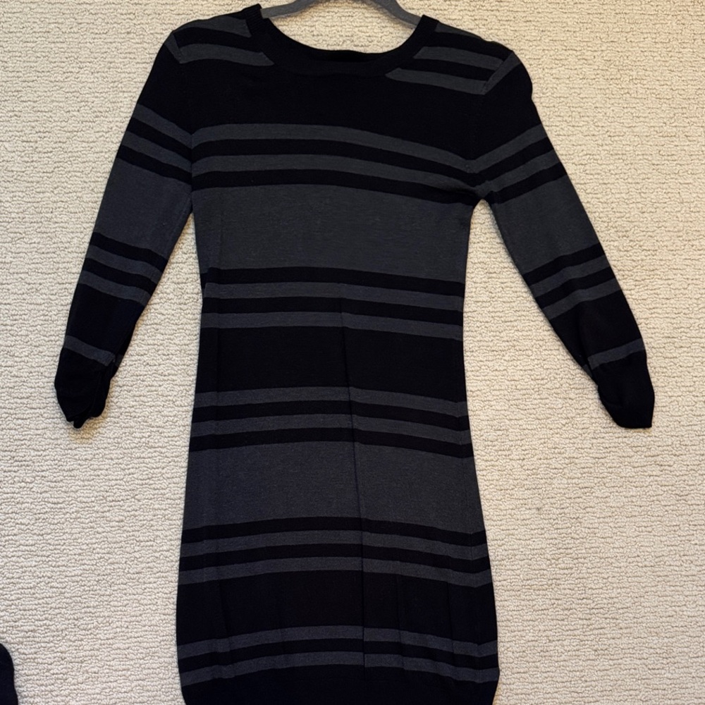 French Connection black and grey striped sweater dress size 6